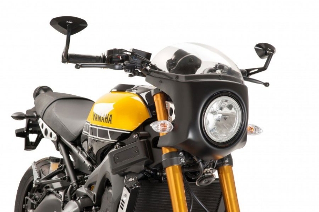 Afbeeldingen van Vervangingsruit retro fairing met ZWART kuipje Puig Yamaha XSR900 '16--Transparant