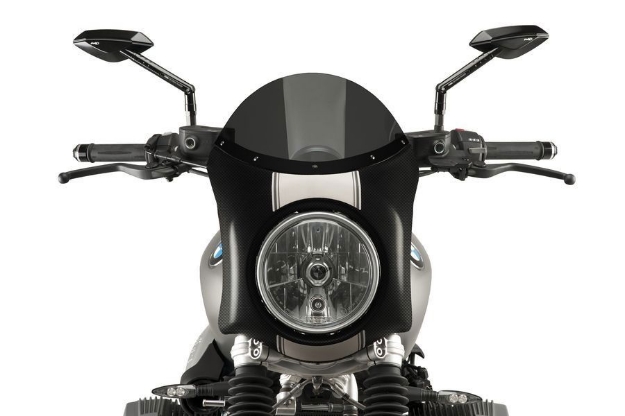 Afbeeldingen van Vervangingsruit retro fairing met Carbon look kuipje Puig BMW R Nine T Scrambler '16--Donker getint