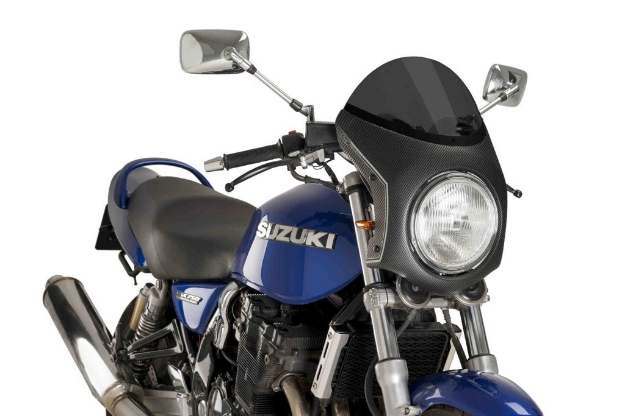 Afbeeldingen van Vervangingsruit retro fairing met carbon look kuipje Puig Universeel-Donker getint