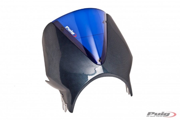 Afbeeldingen van Vervangingsruit naked bike model Vision carbon look Puig blauw