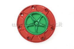 Afbeeldingen van Tankdop Evotech met schroefdop Honda (diverse modellen) rood/groen