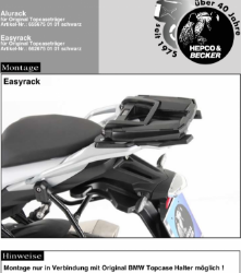 Afbeeldingen van Topdrager zwart Easyrack Hepco&Becker BMW S1000XR '15-'19 (op orig. drager)