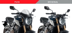 Afbeeldingen van Stuurkuipje zwart model retro fairing met ruitje Puig Honda CB650R '19-23 / CB1000R '18-20