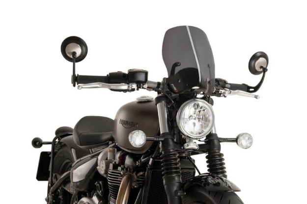 Afbeeldingen van Windscherm Puig model Naked Triumph Bonneville Bobber '17--Donker getint