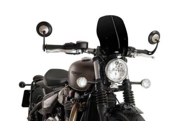 Afbeeldingen van Windscherm Puig model Naked Triumph Bonneville Bobber '17--Zwart