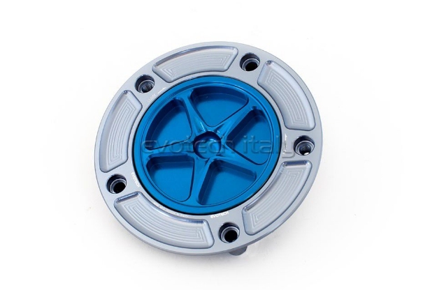 Afbeeldingen van Tankdop met schroefdop Evotech diverse Ducati modellen titanium/blauw