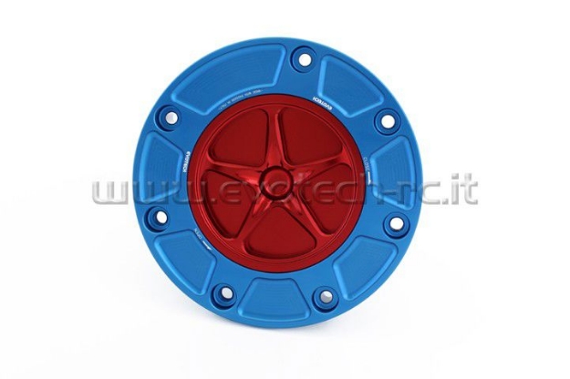Afbeeldingen van Tankdop met schroefdop Evotech Honda blauw/rood