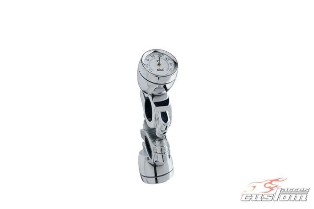 Afbeeldingen van Temperatuurmeter voor stuurmontage 22/25,4mm met witte plaat - body chroom Custom Acces
