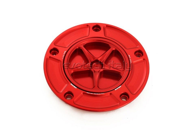 Afbeeldingen van Tankdop met schroefdop Evotech diverse Kawasaki modellen rood/rood