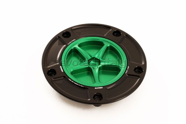 Afbeeldingen van Tankdop met schroefdop Evotech diverse Kawasaki modellen zwart/groen