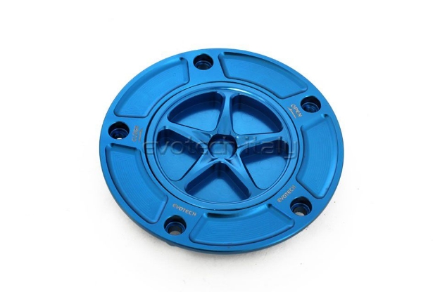 Afbeeldingen van Tankdop met schroefdop Evotech diverse Kawasaki modellen blauw/blauw