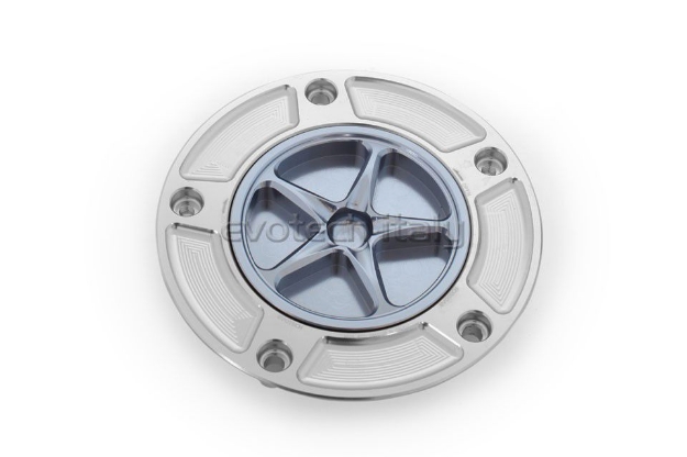 Afbeeldingen van Tankdop met schroefdop Evotech diverse Kawasaki modellen zilver/titanium