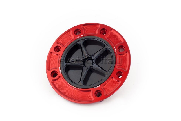 Afbeeldingen van Tankdop met schroefdop Evotech Suzuki 7 bouten (SU1) rood/zwart