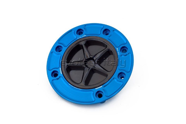 Afbeeldingen van Tankdop met schroefdop Evotech Suzuki 7 bouten (SU1) blauw/zwart