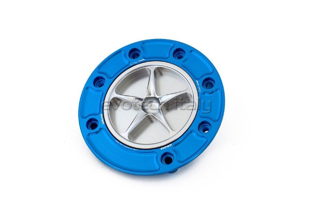 Afbeeldingen van Tankdop met schroefdop Evotech Suzuki 7 bouten (SU1) blauw/zilver