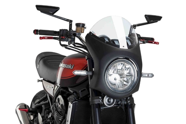 Afbeeldingen van Stuurkuipje zwart model retro fairing met ruitje Puig Kawasaki Z900RS '17-