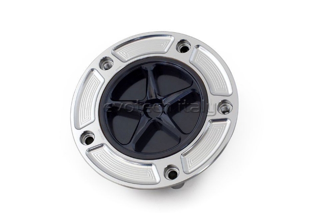 Afbeeldingen van Tankdop met schroefdop Evotech Suzuki 5 bouten (SU2) zilver/zwart