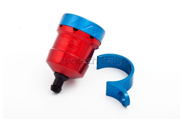 Afbeeldingen van Remvloeistofpotje aluminium 15ml Evotech rood/blauw