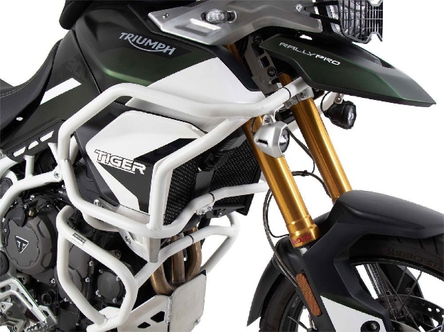 Afbeeldingen van Tank valbeugel (tank guard) wit Hepco&Becker Triumph Tiger 900 Rally / GT / Pro '20-'23