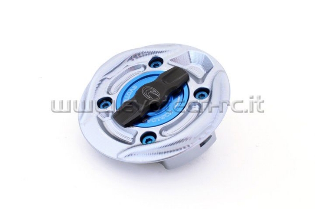 Afbeeldingen van Tankdop met snelsluiter van Evotech voor diverse BMW modellen titanium/blauw