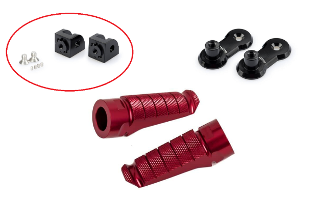 Afbeeldingen van VARIO voetsteunadapters voorzijde van Puig voor diverse Kawasaki modellen