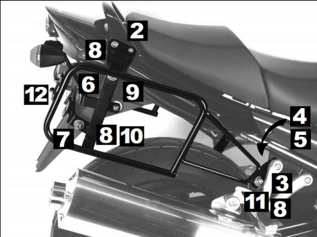 Afbeeldingen van Kofferrek zwart Lock-it Hepco & Becker Suzuki GSX650F '08-
