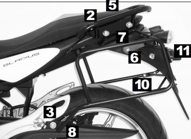Afbeeldingen van Kofferrek zwart Lock-it Hepco & Becker Suzuki Gladius SFV650 '09-