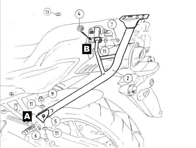 Afbeeldingen van Topdrager zilver Alurack Hepco&Becker Yamaha FZ6/ Fazer S2 2007-