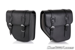 Afbeeldingen van Ibiza zadeltas met metale plaat zwart rechts Custom Acces - 11 ltr