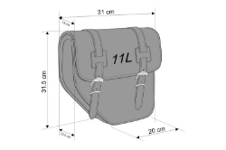 Afbeeldingen van Ibiza zadeltas met metale plaat zwart links Custom Acces - 11 ltr