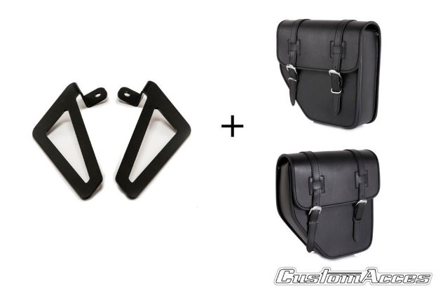 Afbeeldingen van Ibiza zadeltassen set zwart met universele afstandhouders Custom Acces - 11 ltr