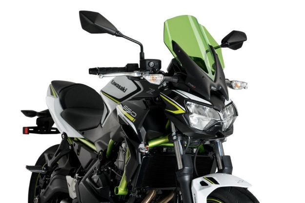 Afbeeldingen van Vervangingsruit naked bike touring Puig Kawasaki Z650 '20- groen