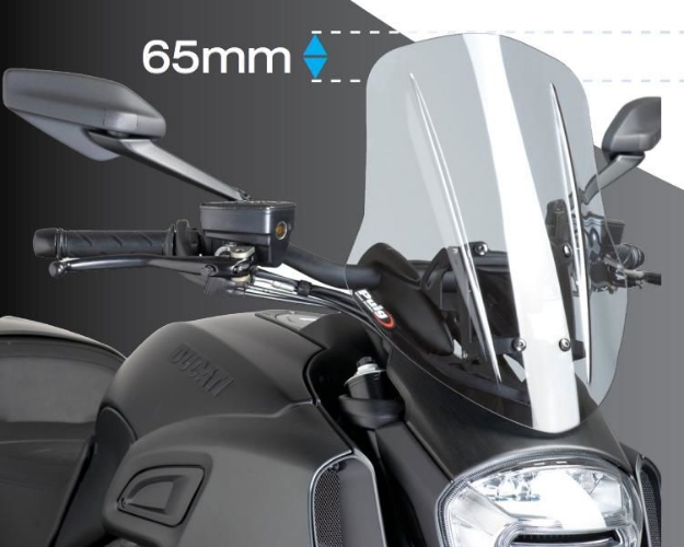 Afbeeldingen van Vervangingsruit naked bike touring Puig Ducati Diavel '11-'13-licht getint