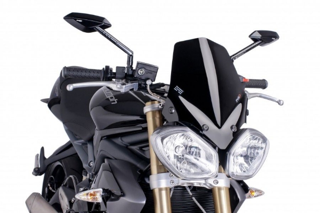 Afbeeldingen van Vervangingsruit naked bike Puig Triumph Speed Triple/R 1050 '11-/ Street Triple 675/R '11--zwart