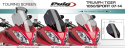 Afbeeldingen van Vervangingsruit touring met opzetruitje licht getint Puig Triumph Tiger 1050 '07-13 / Sport '13-15