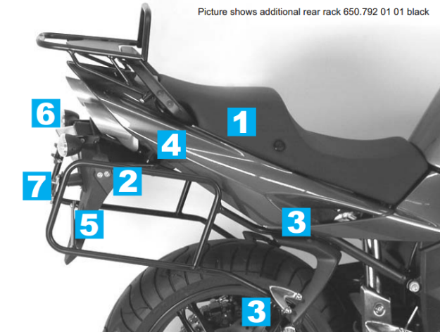 Afbeeldingen van Kofferrek zwart Hepco&Becker Triumph SPRINT ST 1050 '05-
