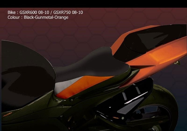 Afbeeldingen van Zadel / sport seat Suzuki GSX-R600/750 '08-10 zwart-gunmetal-oranje