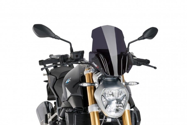 Afbeeldingen van Vervangingsruit naked bike model Sport Puig (met orig. ruit) BMW R1200R '15--donker getint