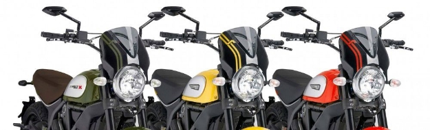 Afbeeldingen van Vervangingsruit naked bike met zwart kuipje Puig diverse Ducati Scrambler modellen