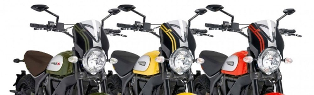 Afbeeldingen van Vervangingsruit naked bike met zwart kuipje Puig diverse Ducati Scrambler modellen