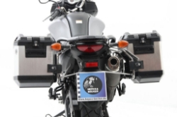 Afbeeldingen van Kofferset Hepco&Becker 'Cutout' met RVS rek en Xplorer koffers Suzuki DL650 V-Strom '04-'11
