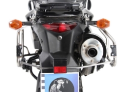 Afbeeldingen van Kofferset Hepco&Becker 'Cutout' met RVS rek en Xplorer BLACK koffers Suzuki DL650 V-Strom '04-'11
