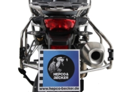 Afbeeldingen van Kofferset Hepco&Becker 'Cutout' met RVS rek en Xplorer koffers BMW F850GS '18-23