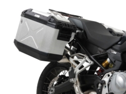 Afbeeldingen van Kofferset Hepco&Becker 'Cutout' met RVS rek en Xplorer BLACK koffers BMW F850GS '18-23
