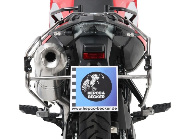 Afbeeldingen van Kofferrek RVS Hepco&Becker voor 'Cutout' Xplorer zijkoffers BMW F650GS '08-12 / F700GS '12-16