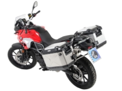 Afbeeldingen van Kofferset Hepco&Becker 'Cutout' met RVS rek en Xplorer BLACK koffers BMW F650GS '08-'12/ F700GS
