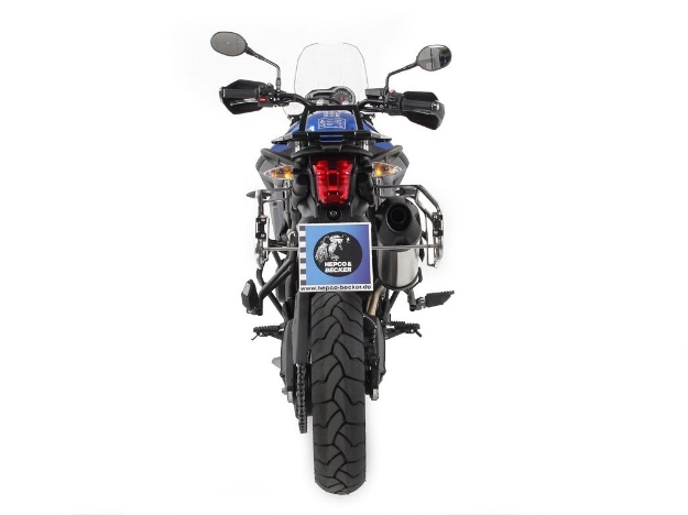 Afbeeldingen van Kofferrek RVS Hepco&Becker voor 'Cutout' Xplorer zijkoffers Triumph TIGER 800 '10-'14/ XC '11-'14