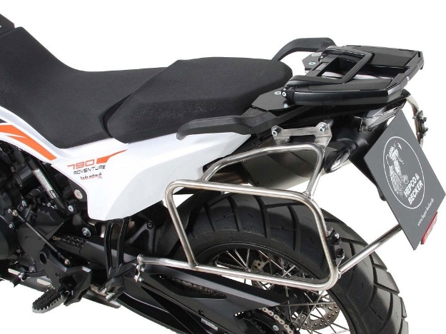 Afbeeldingen van Kofferset Hepco&Becker 'Cutout' met RVS rek en Xplorer RVS koffers KTM 890 Adventure '21-