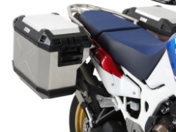 Afbeeldingen van Kofferset Hepco&Becker 'Cutout' met RVS rek en Xplorer BLACK koffers Honda CRF1000L Africa Twin Adventure Sports '18-
