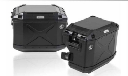 Afbeeldingen van Kofferset Hepco&Becker 'Cutout' met RVS rek en Xplorer BLACK koffers Honda CRF1000L Africa Twin '18-